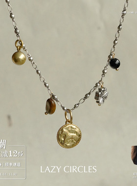 小马钱币多吊坠项链锁骨链