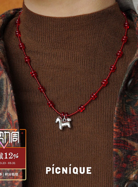 马上发财红火串珠短项链