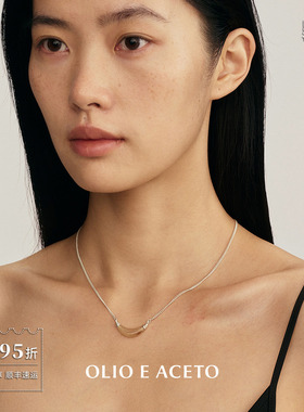 纯银牛角月牙吊坠项链