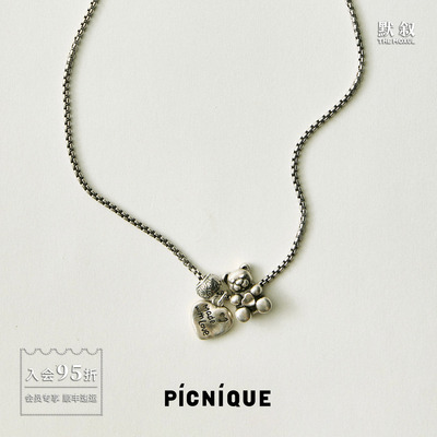 PICNIQUE小熊抱抱爱心项链