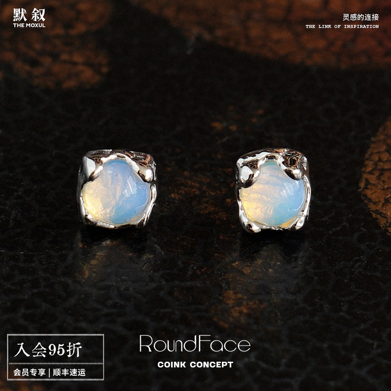 ROUNDFACEDewy银色露水耳钉