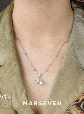 白色绳结珍珠葫芦吊坠项链