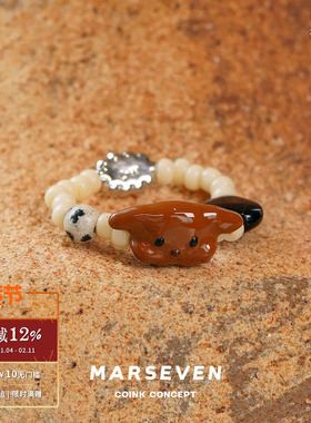 MARSEVEN黑色爱心小狗戒指