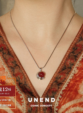 UNEND 岸迹The Shore红玛瑙项链 纯银小众原创设计师简约锁骨链
