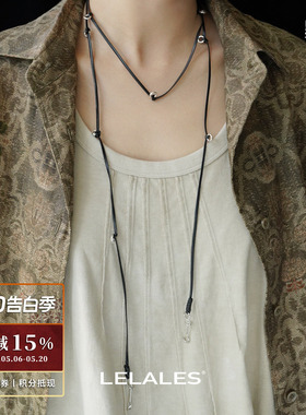 编绳两用纯银皮革项链