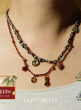 红色幸运编绳花生项链