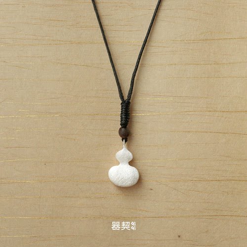 QIQI器契 自在葫芦纯银乌金木编绳吊坠项链 原创设计师锁骨链默叙