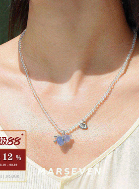 蓝紫色绳结葫芦串珠项链