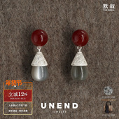 纯银原创设计红玛瑙贝母耳坠耳饰 UNEND止续 云光Cloud耳环 默叙