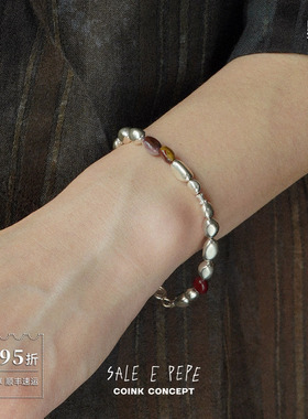 SALEEPEPE纯银蛋黄石串珠手链
