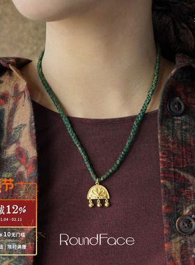 ROUNDFACE Band契章编绳项链 原创设计复古金色吊坠锁骨链 默叙