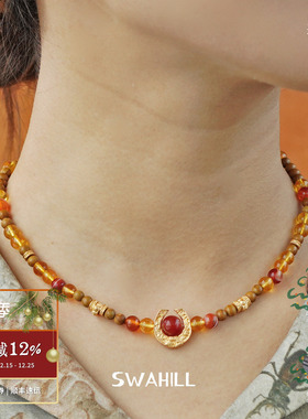 SWAHILL斯瓦山丘马蹄雕花项链