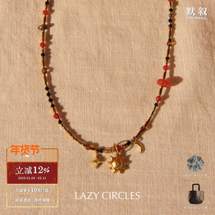 LAZY CIRCLES 蜜色日光赤金小太阳项链 原创小众设计师锁骨链默叙