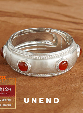 UNEND 纯银Allegory寓言手镯 原创设计简约气质红玛瑙腕饰 默叙