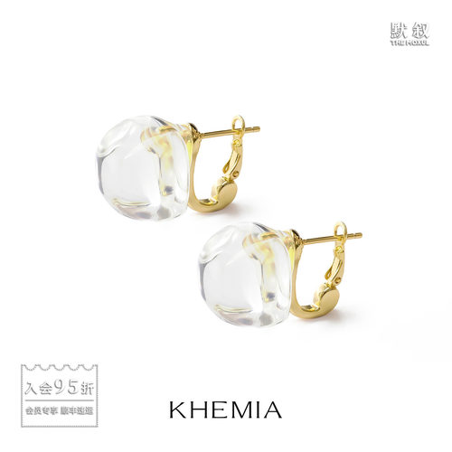 KHEMIA 纯银Carre Ear Clips耳环 银饰水晶原创设计轻奢耳夹 默叙