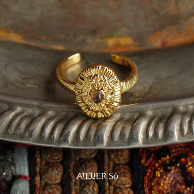 ATELIERSO倪索 复古雕花圆片戒指 纯银原创设计师气质高级感默叙