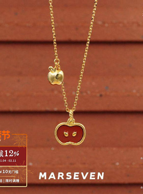 原创设计红石小苹果麻花边项链