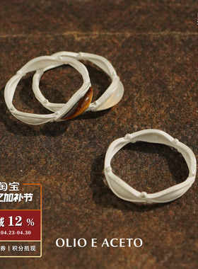 OLIO E ACETO油醋汁 纯银虎眼石玉髓花冠戒指 原创设计师银饰默叙