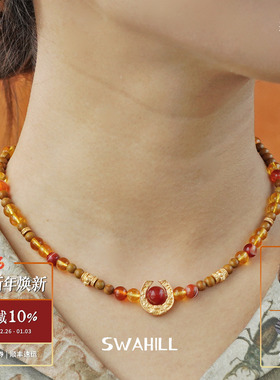 SWAHILL斯瓦山丘马蹄雕花项链