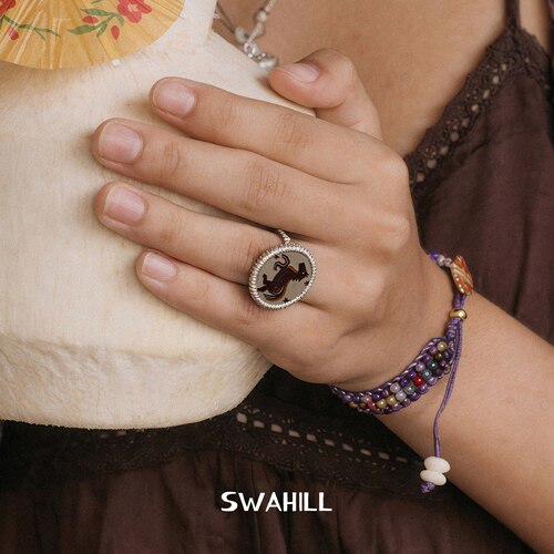 SWAHILL斯瓦山丘 刺绣戒指 小众原创设计师休闲复古度假感默叙