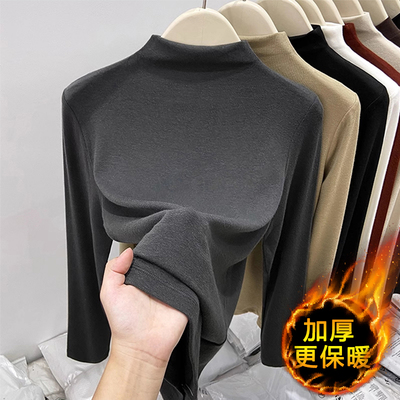 灰色半高领德绒打底衫女内搭2025