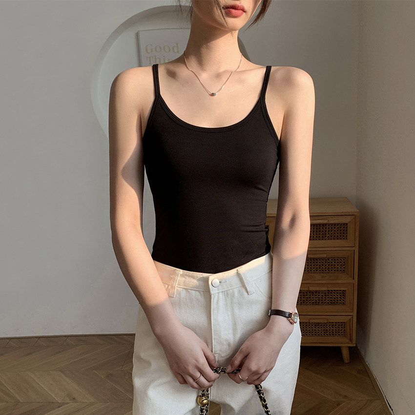 莫代尔黑色吊带背心女2025新款内搭夏季性感美背冰丝薄款打底上衣
