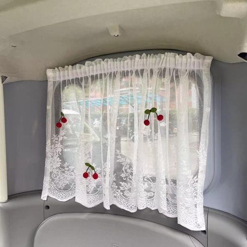 雅迪爱玛金鹏su7三轮车蕾丝自粘帘魔术贴款防晒纱帘短帘遮光帘