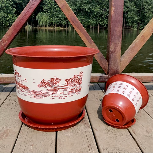 Ретро пластиковый керамический очень большой прочный цветочный горшок, увеличенная толщина