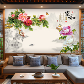 自粘山水画贴画年画中式 客厅背景墙贴墙画壁画贴纸可定制电视墙画