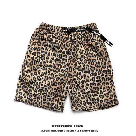 21Ss Kapital Hirata Kazuhiro Quick-Drying Leopard Print Japanese-Style Nylon Loose-Fitting Casual Shorts for Men and Women