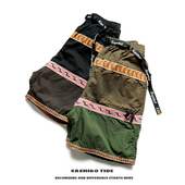 KAPITAL 平田和宏 双色虎纹拼色纯棉透气宽松男女款 21SS 休闲短裤