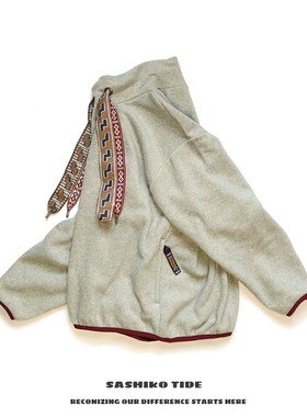 20AW KAPITAL 平田和宏 日系休闲彩色飘带高领摇粒绒套头卫衣外套