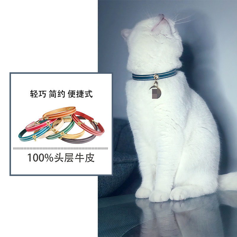 定制猫咪项圈小型犬狗狗脖子圈套颈环头层牛皮宠物饰品轻巧便捷式