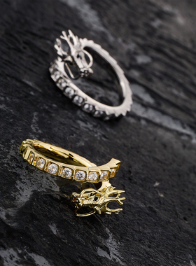 TOPGRILLZ男女本命年中国龙锆石戒指时尚潮流国潮嘻哈可调节戒指