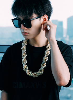 TOP30MM欧美嘻哈风大尺寸麻花链项链男个性夸张配饰