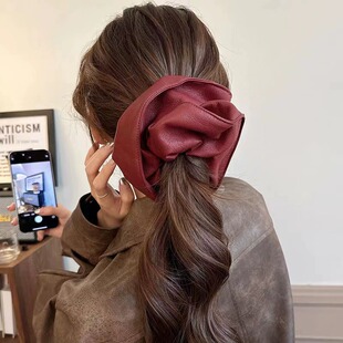 显脸小~气质复古皮质大肠发圈女高级感头绳2024新款扎头发绳皮筋