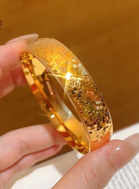 金包银龙鳞手镯女时尚爆闪轻奢鱼鳞镯子素圈实心手环送女友