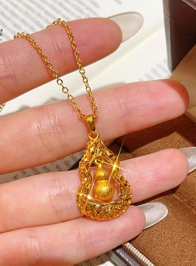 金包银古法福运碎碎冰葫芦可转动璀璨闪耀福禄精致项链