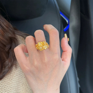 金包银繁花似锦戒指女2025新款轻奢超仙精致气质时尚高颜值指环