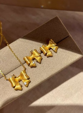 金包银蝴蝶结项链女款蝴蝶结套链送女友礼物2026新款爆款