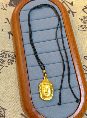 金包银佛头吊坠锁骨链如来佛黑绳项链女可调节
