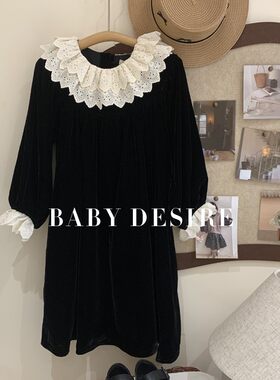 公主裙宝宝甜美蕾丝花边领裙子