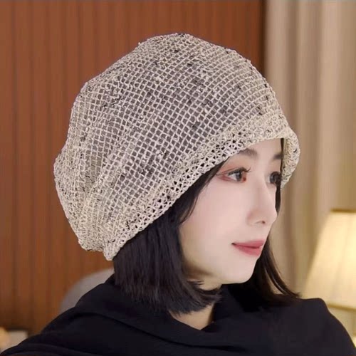 2025秋季新款堆堆帽女薄款宽松遮白发显脸小韩版时尚百搭包头帽