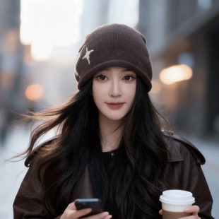 2025新款 秋冬女卷边帽子韩系针织毛线帽保暖护耳显脸小百搭套头帽