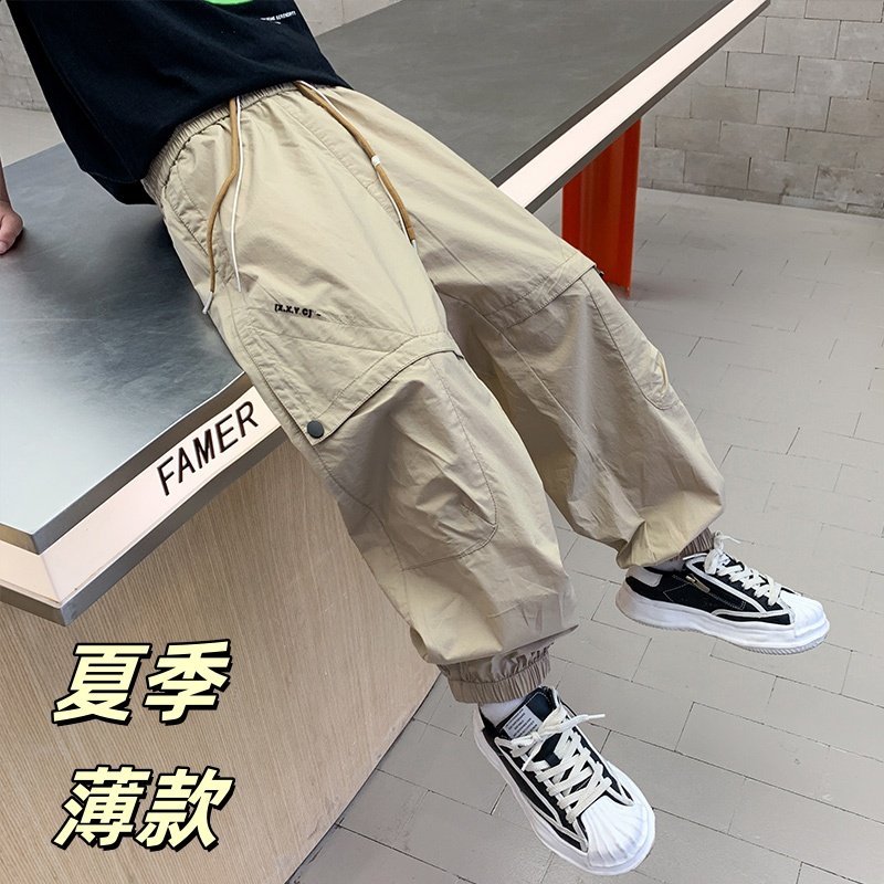 儿童夏季工装薄款新款宽松洋气中大童夏季百搭长裤防蚊速干休闲潮