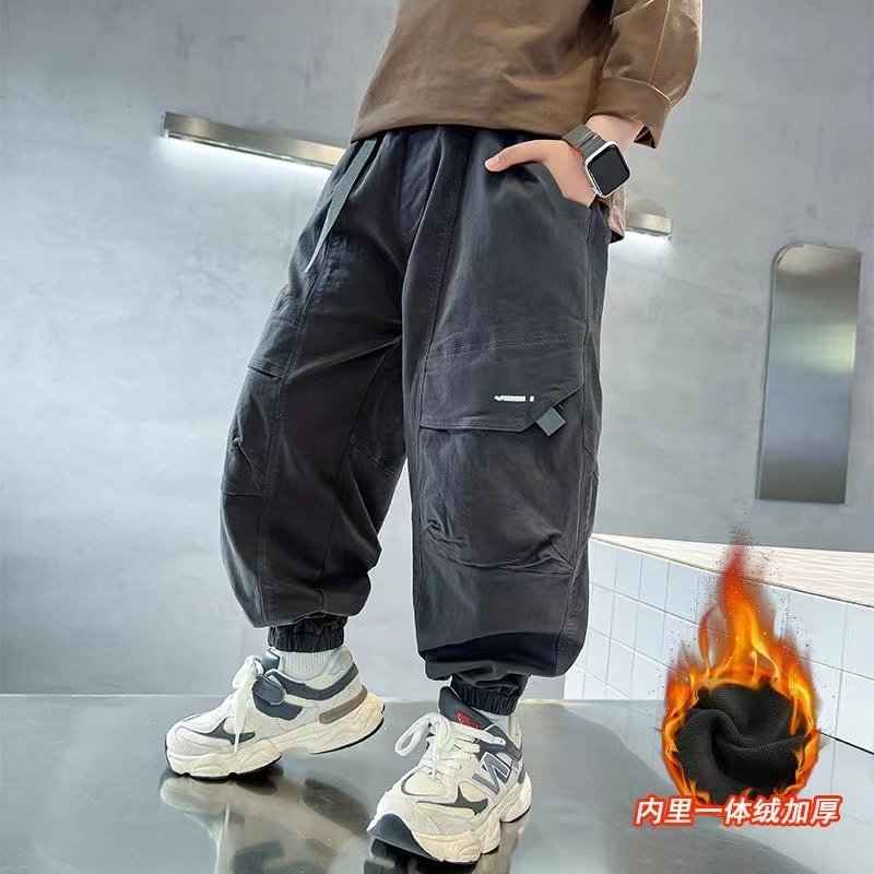 男童工装裤秋冬款2024儿童裤裤子