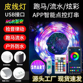 RGB幻彩皮线灯串户外防水APP蓝牙遥控变色圣诞树装 饰声控点控串灯