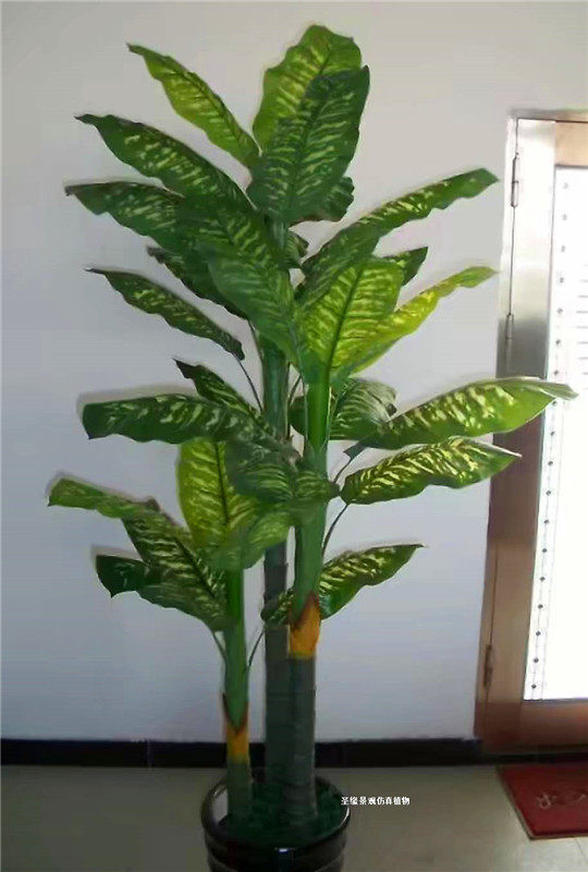 仿真斑点万年青北欧风家居室内客厅装饰假绿植摆件塑料盆栽人造花