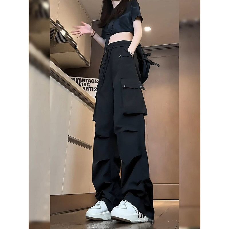 废土风工装裤女宽松休闲美式嘻哈风口袋美式高街裤子直筒休闲裤男