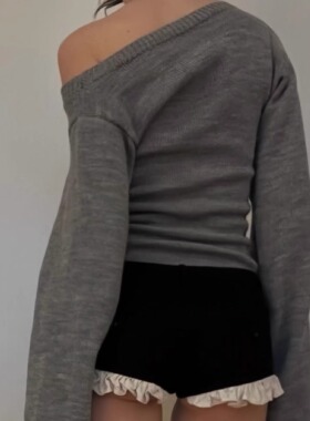 Adorn 【甜感美学】包臀款弹力黑色可爱mini低腰质感超短裤